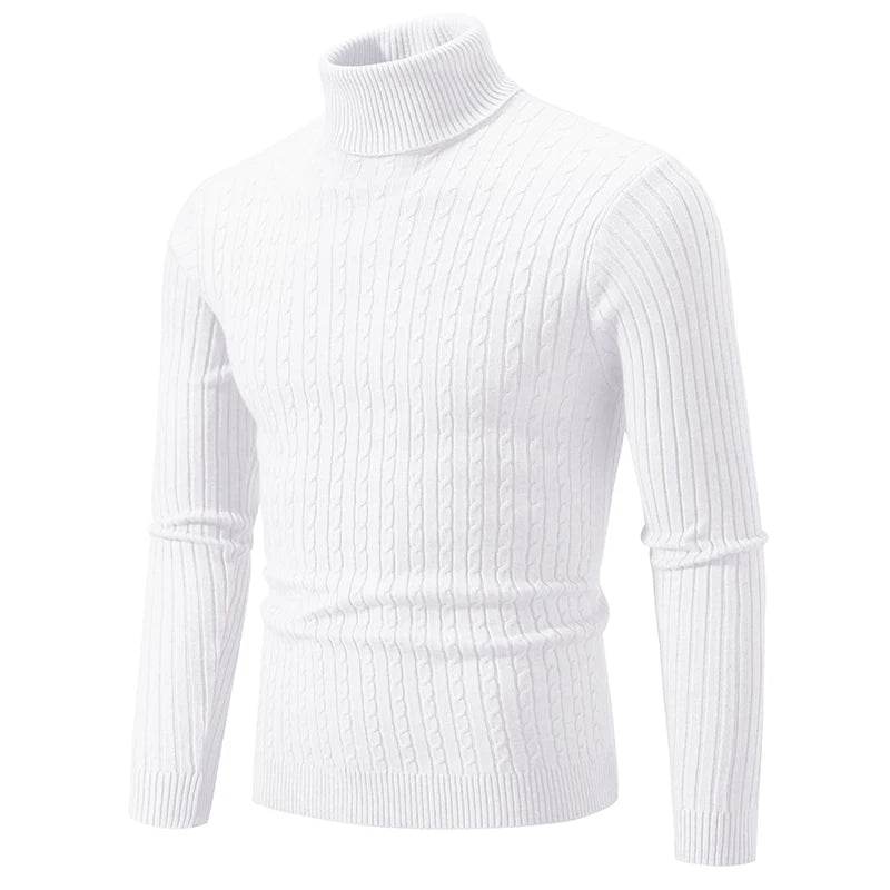 New Autumn Men's Jacquard Sweater - Cozy High Neck Turtleneck Pullover - Buy Center UK