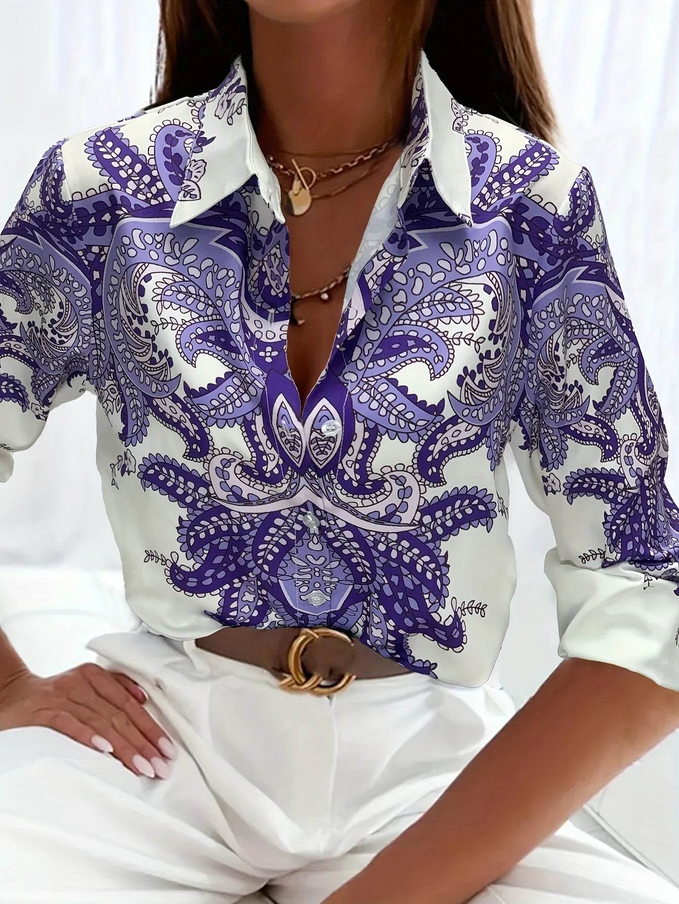 Buy Center Women's Plus Size Button Up Shirt - Retro Elegant Style - Buy Center UK
