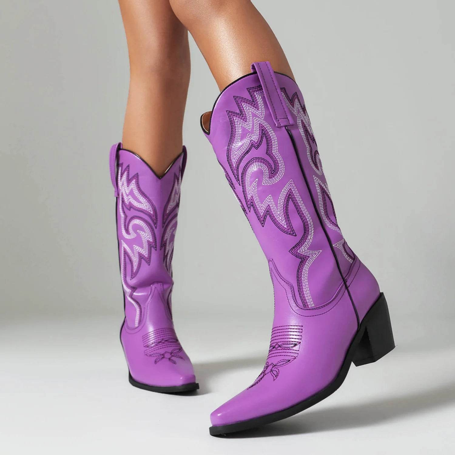 Buy Center Women’s Embroidered Cowgirl Boots - Knee High Fashion Style - Buy Center UK