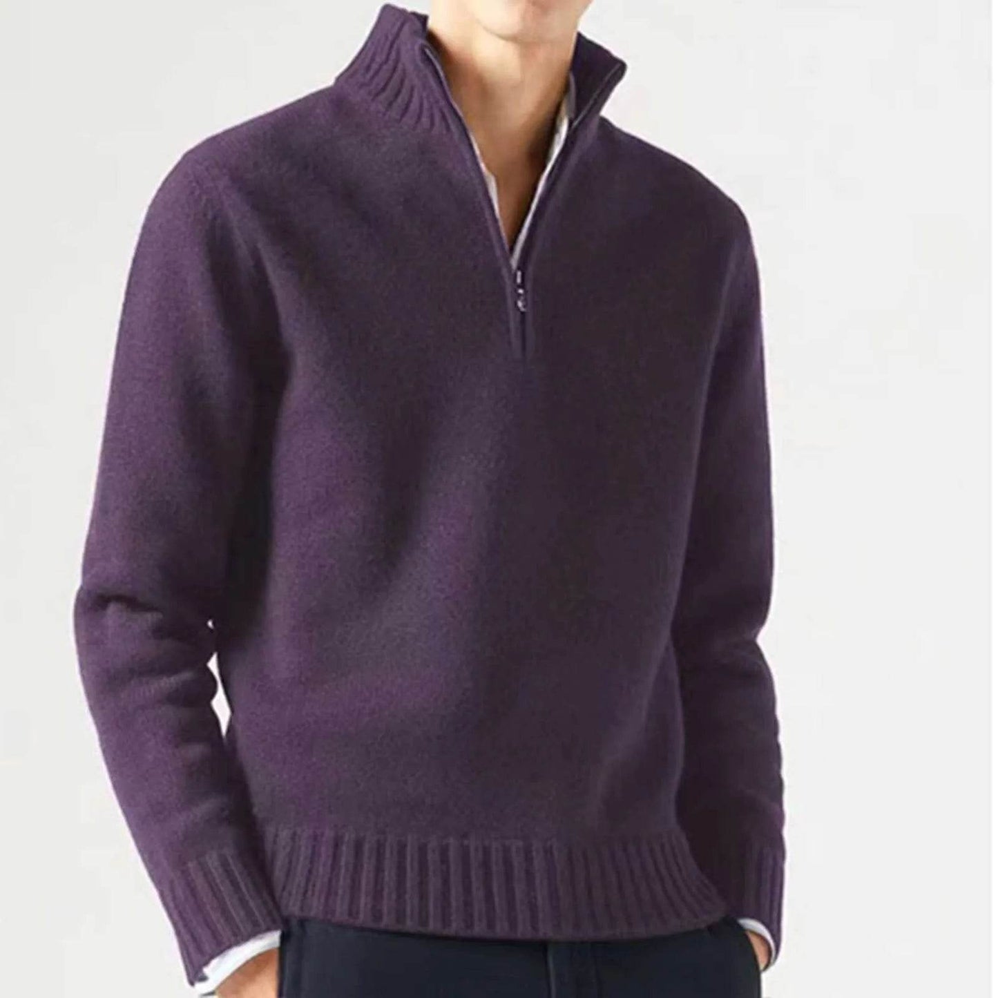 Buy Center Zipper Turtleneck Men's Sweater - Casual Knit Pullover - Buy Center UK