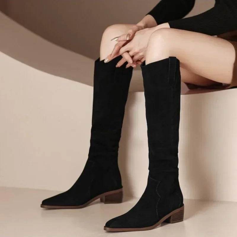 Buy Center Women's Vintage Knee-High Boots - Elegant Slim Fit Style - Buy Center UK