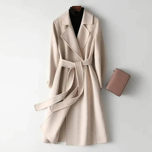Buy Center Women’s Woolen Coat - Elegant Mid-Calf Winter Overcoat - Buy Center UK