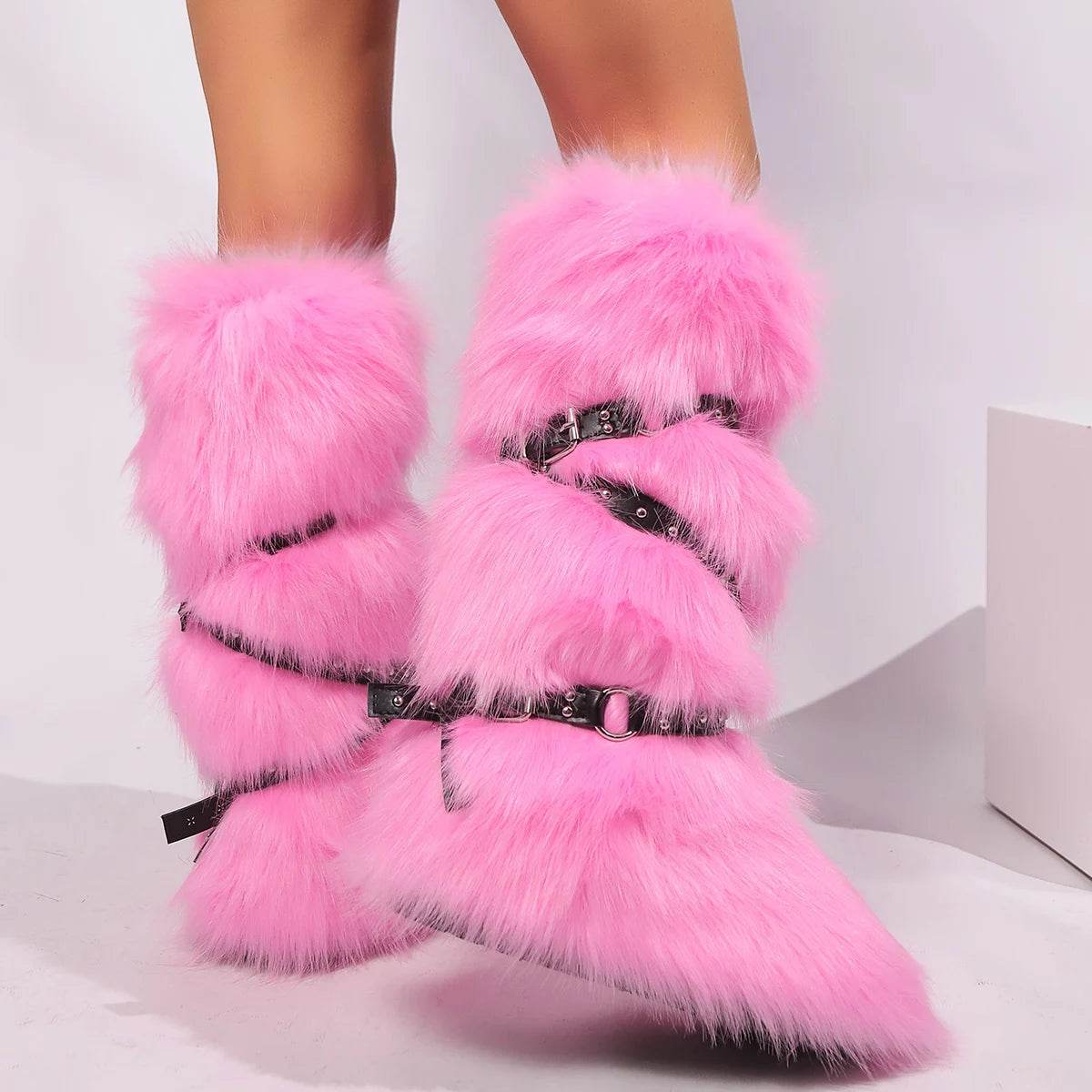 Buy Center Women’s Faux Fur Winter Snow Boots - Cute Over-Knee Style - Buy Center UK