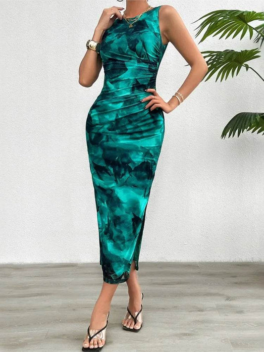 Buy Center Women's Slimming Sleeveless Tie-Dye Dress for Summer - Buy Center UK