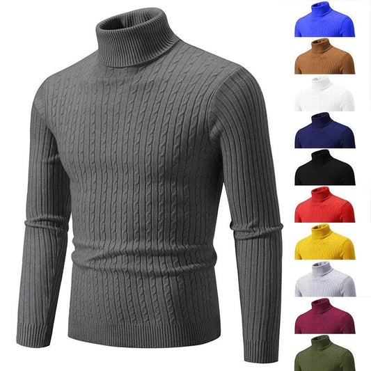 New Autumn Men's Jacquard Sweater - Cozy High Neck Turtleneck Pullover - Buy Center UK