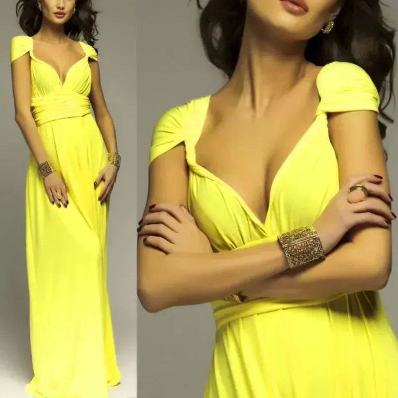 Buy Center Multi-Worn V-Neck Maxi Dress - Elegant Summer Style - Buy Center UK