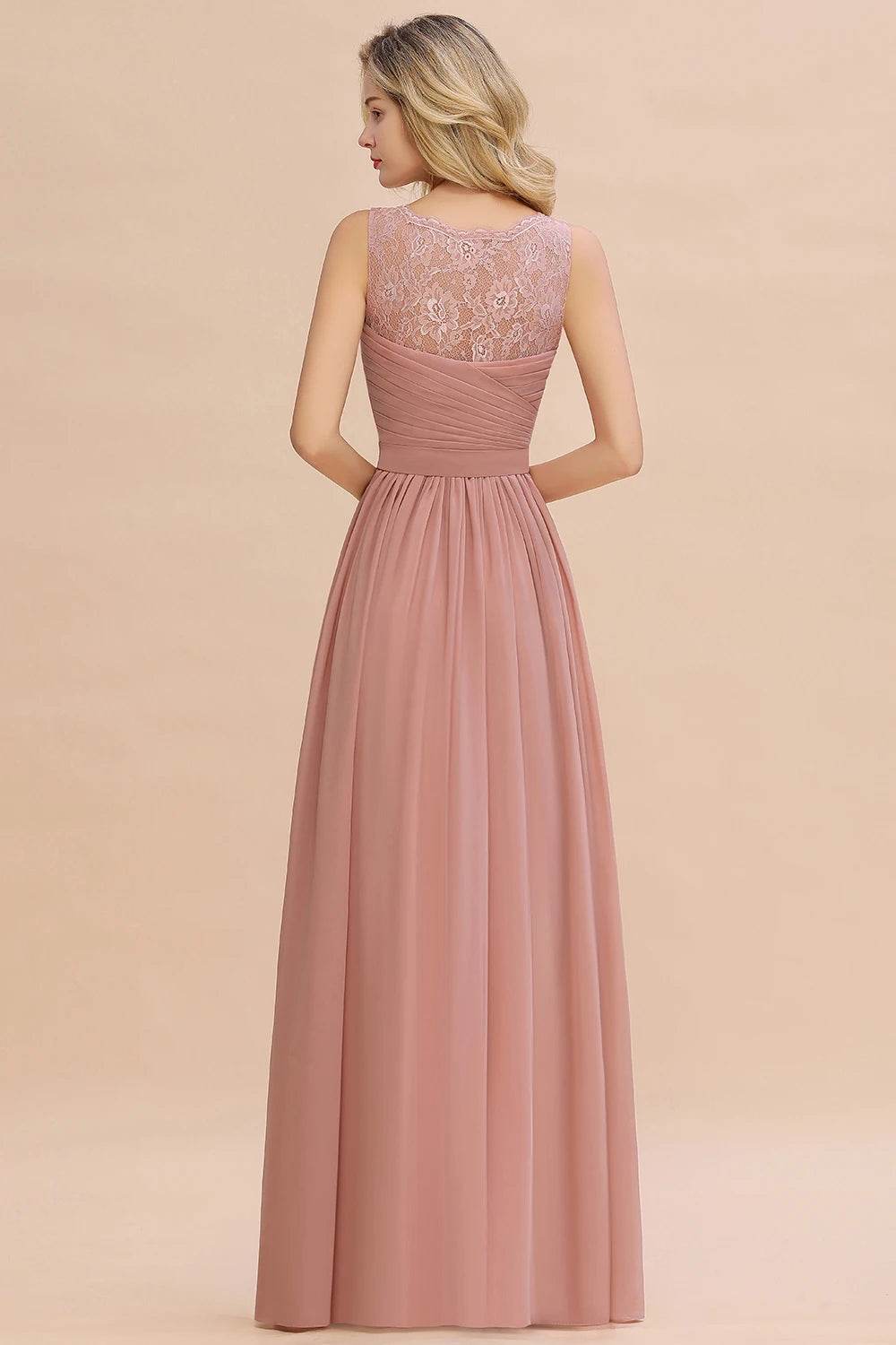 Elegant A-Line Bridesmaid Dress - Chiffon Lace Evening Gown - Buy Center UK