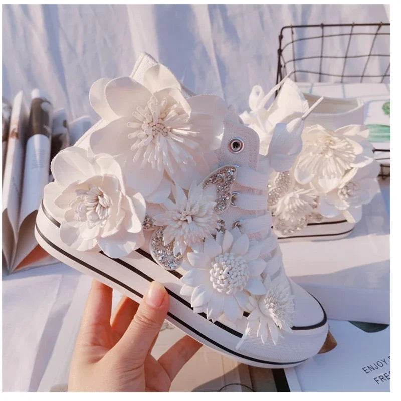 Buy Center Women's High-Top Canvas Shoes - Elegant Floral Design - Buy Center UK