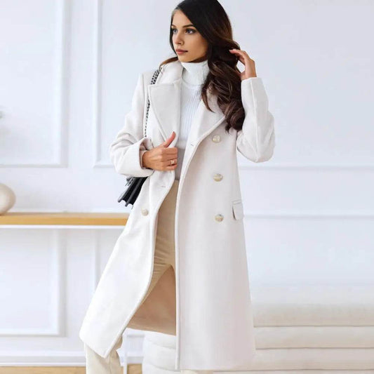 Buy Center Winter Women Overcoat - Double-Breasted Turn-Down Collar - Buy Center UK