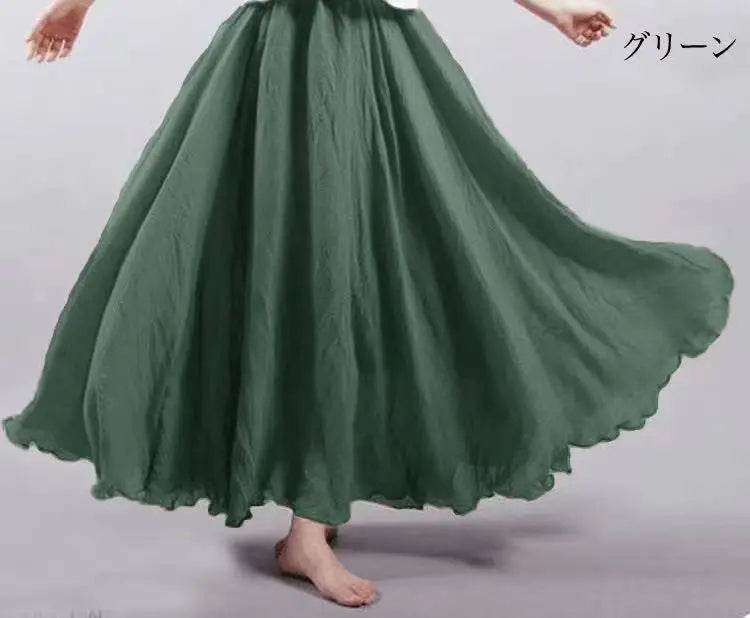 28-Color Mori Girl A-line Skirt - Cotton Linen, Elastic Waist - Buy Center UK