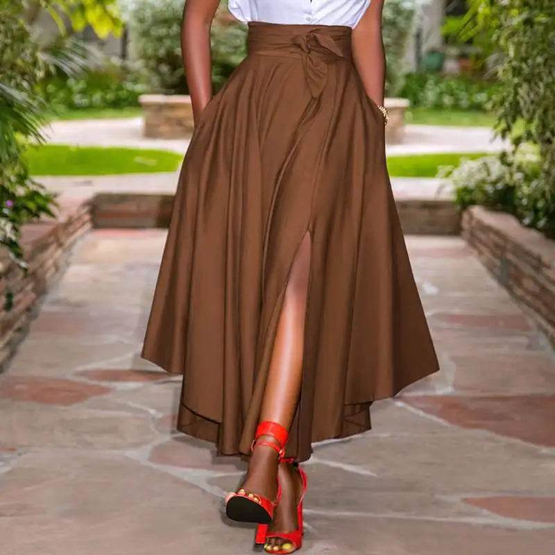 ZANZEA Summer Party Sundress - High Waist Irregular Skirt Maxi Dress - Buy Center UK