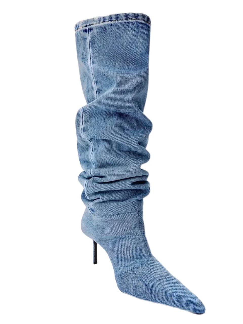 Wind Pointed Folded Pile Boots - Stiletto High Heels for All Seasons - Buy Center UK
