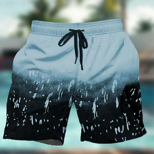 Gradient 3D Print Swim Trunks for Men - Quick Dry Beach Shorts - Buy Center UK