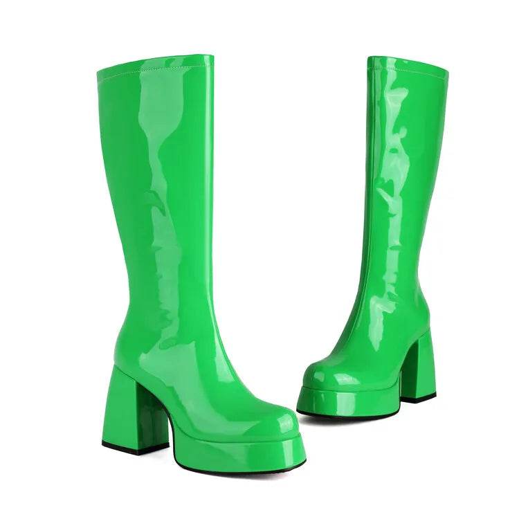 NASBAVI Women's Knee-High Boots - Super Thick Heel, Side Zipper - Buy Center UK