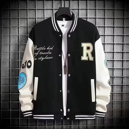Spring Men's R Printed Baseball Jacket - Stylish High Street Fashion - Buy Center UK