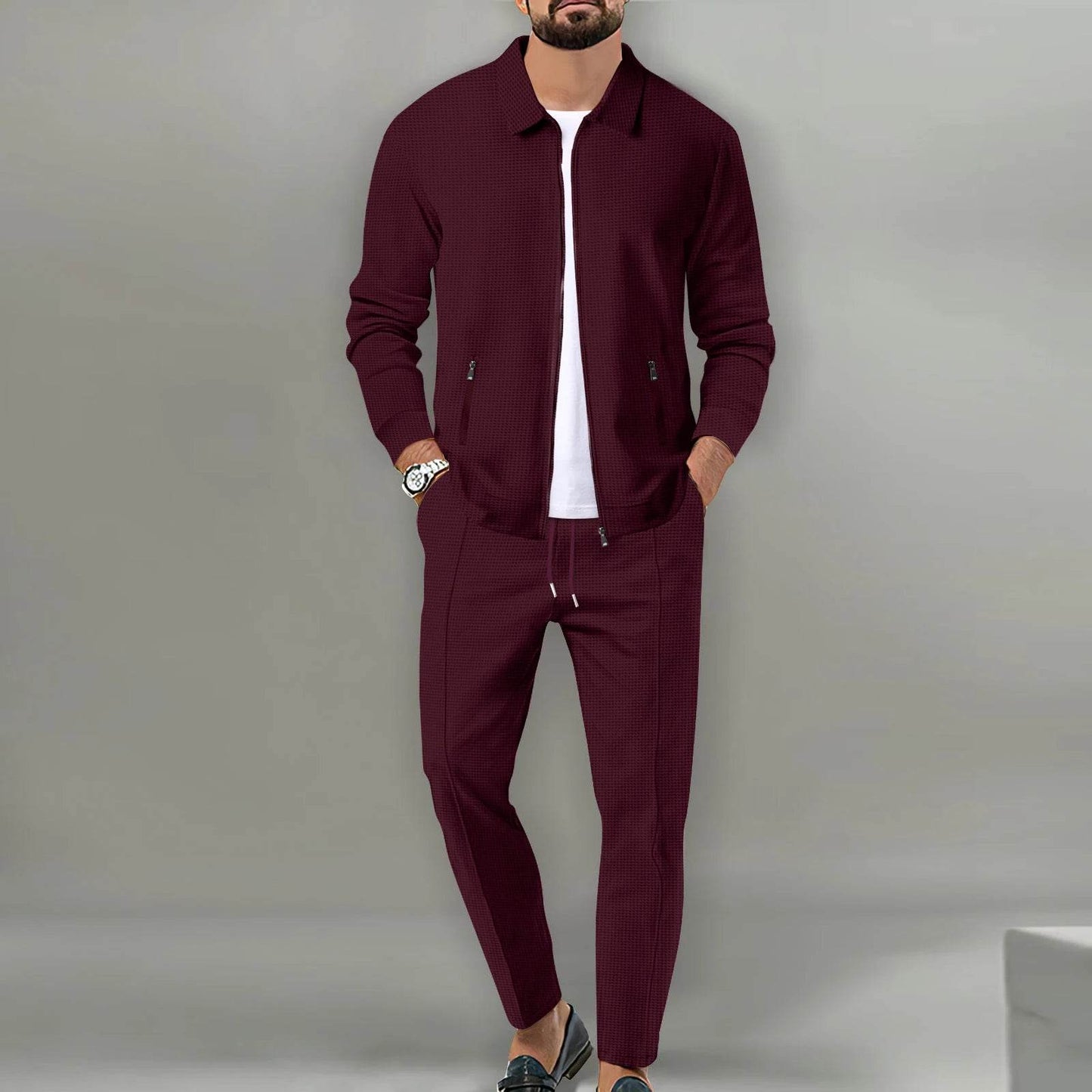 Buy Center 2025 Youth Slim Cardigan Jacket & Trouser Two-Piece Suit - Buy Center UK