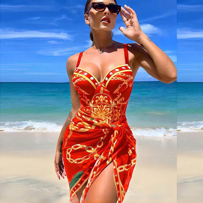 2024 Floral Printed Women’s Bikini Set - Push Up & Strappy Design - Buy Center UK