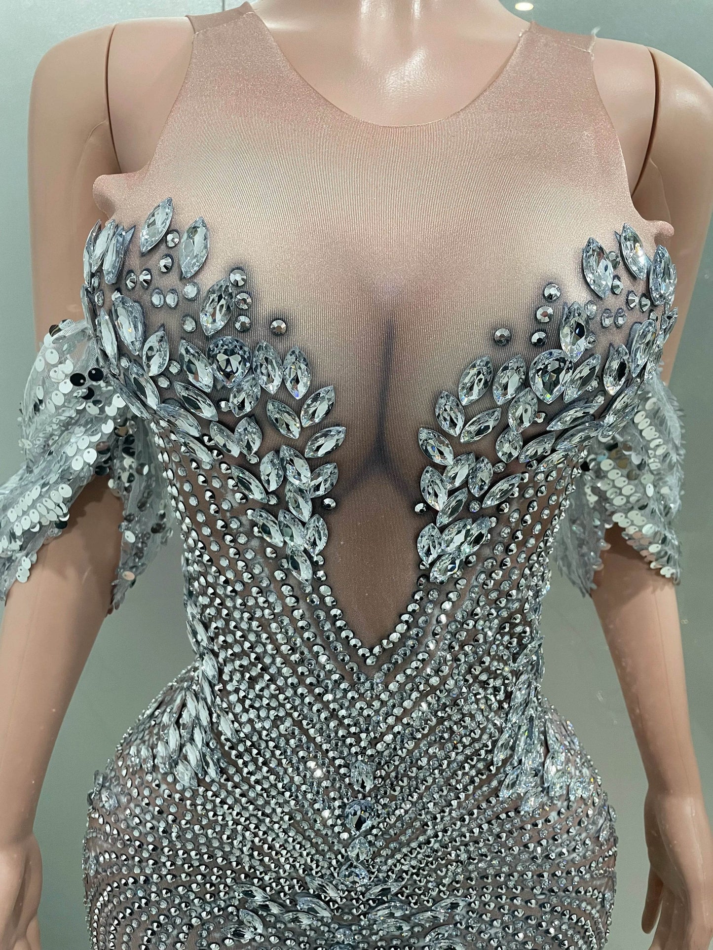 Sparkly Rhinestone Sequins Fishtail Dress for Elegant Evening Events - Buy Center UK