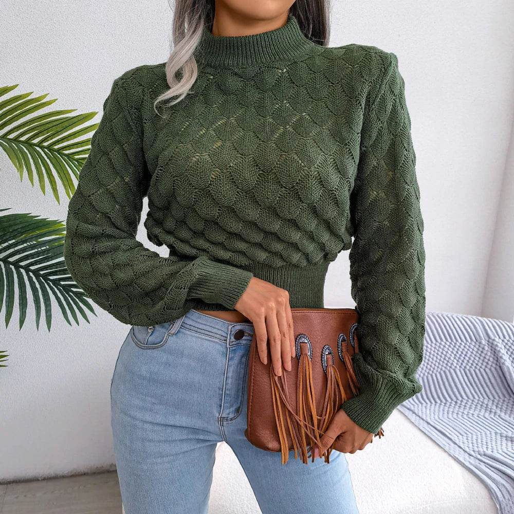 Buy Center 2023 Hollow Out Long Sleeve Crop Sweater - Cozy Chic Design - Buy Center UK