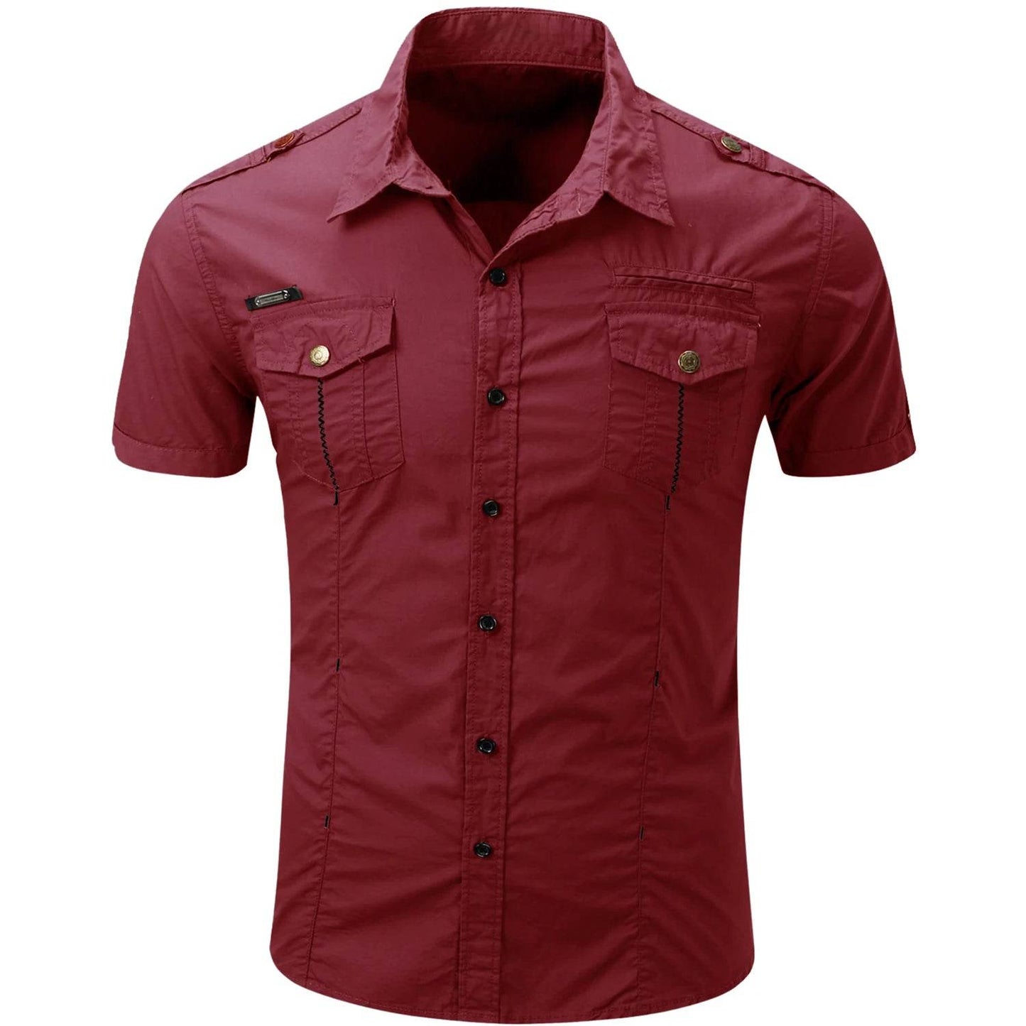 Buy Center Men's Cotton Military Tactical Shirt - Short Sleeve Summer Style - Buy Center UK