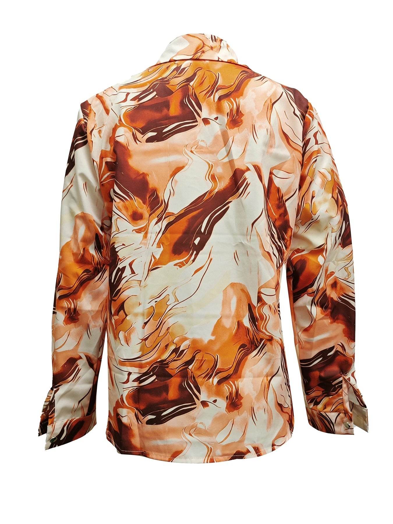 Buy Center Women's Print V-Neck Long Sleeve Blouse - Casual Holiday Style - Buy Center UK