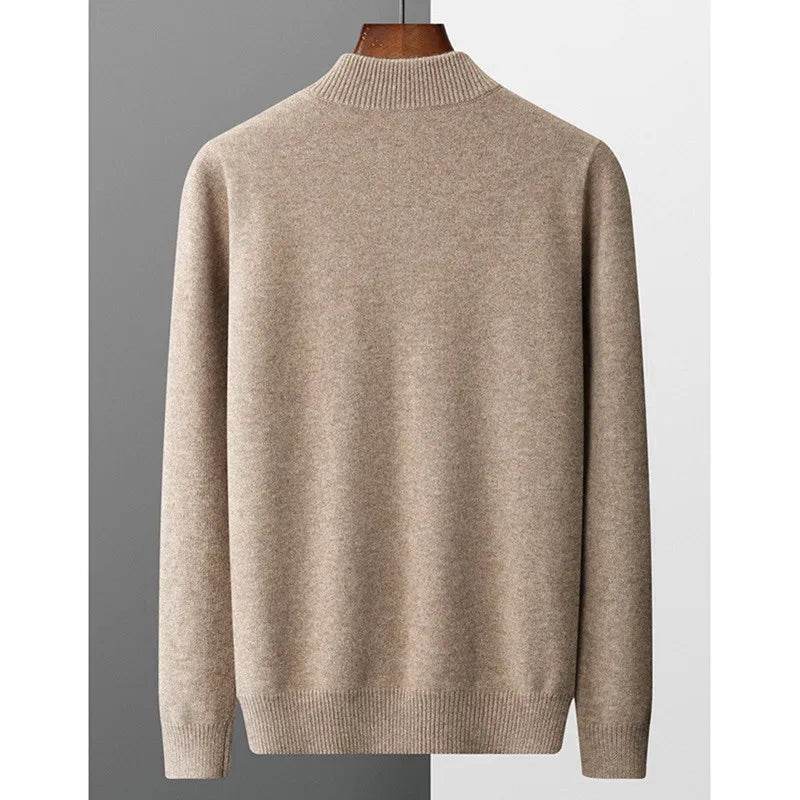 Buy Center Men's Cashmere Sweater - Half Zipper Turtleneck, Warm Knitted - Buy Center UK