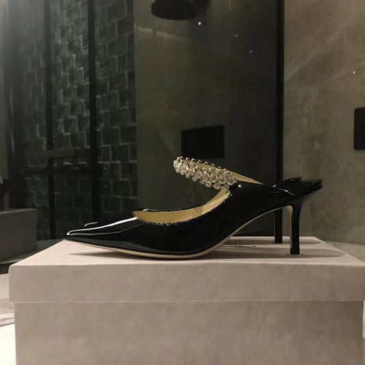 Women's Pointed Toe Mules - Rhinestone Stiletto Sandals for Summer - Buy Center UK