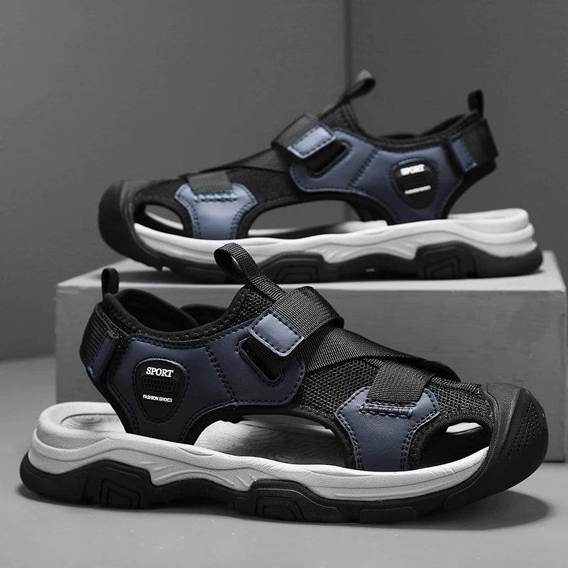 Buy Center Men's Leather Sandals - Casual Outdoor Beach Shoes - Buy Center UK