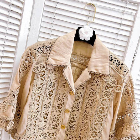 Luxury Hollow Out Dress Two Piece Set - Elegant Summer Outfit - Buy Center UK