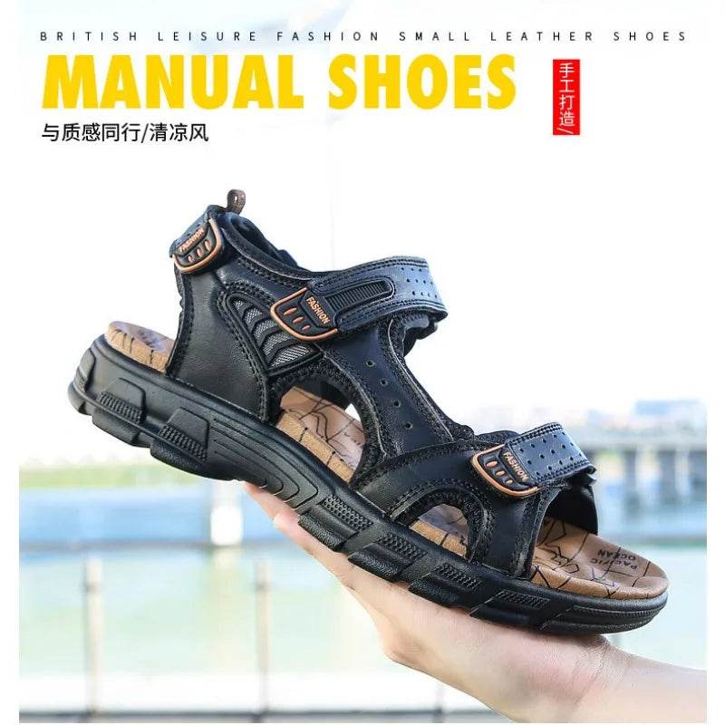 Buy Center Men's Luxury Genuine Leather Sandals - Casual & Soft - Buy Center UK