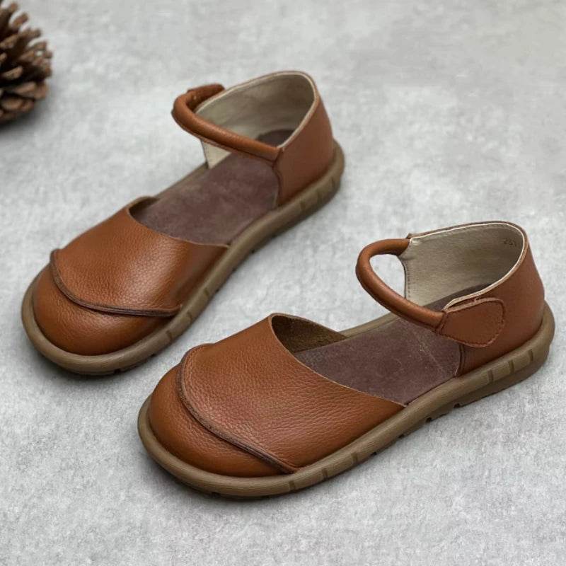 Buy Center Women's Flat Sandals - Retro Handmade Genuine Leather - Buy Center UK