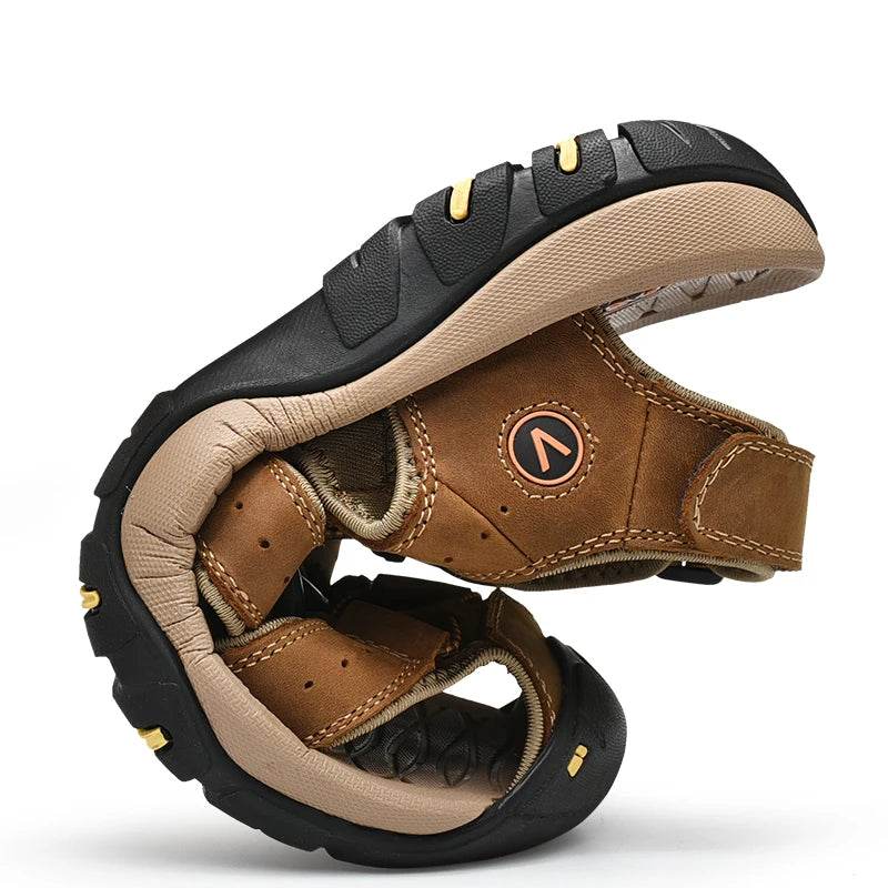 Buy Center Genuine Leather Men’s Sandals - Leisure Beach Slippers - Buy Center UK
