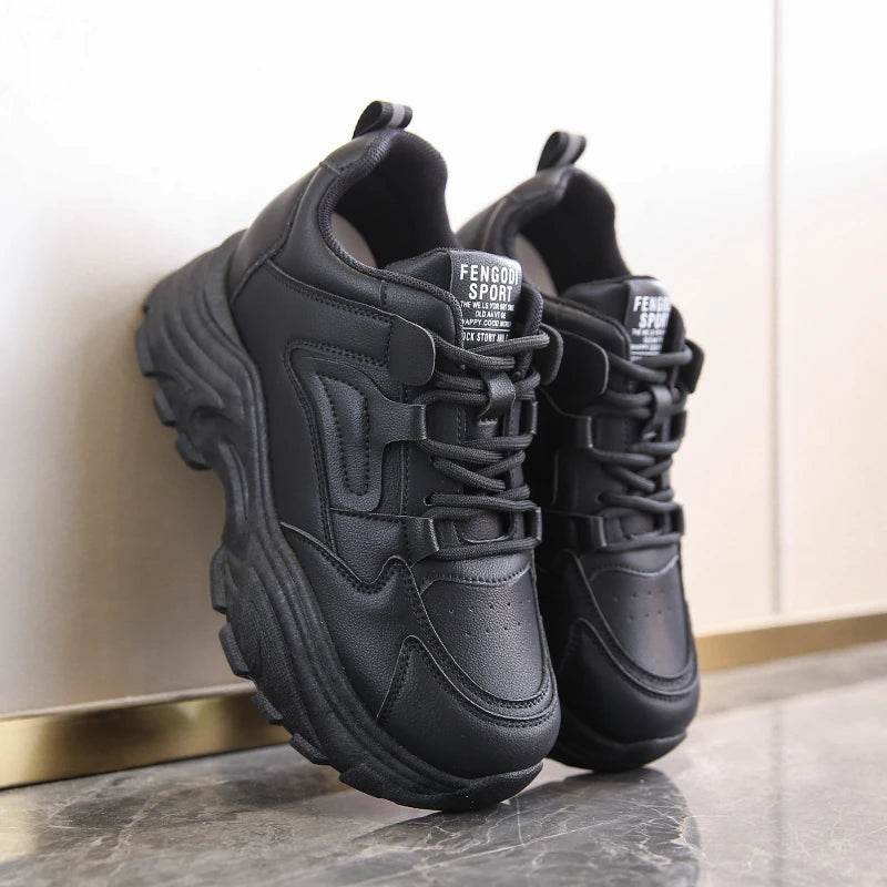 Buy Center White Platform Women's Sneakers - Lace-Up, Thick Bottom - Buy Center UK