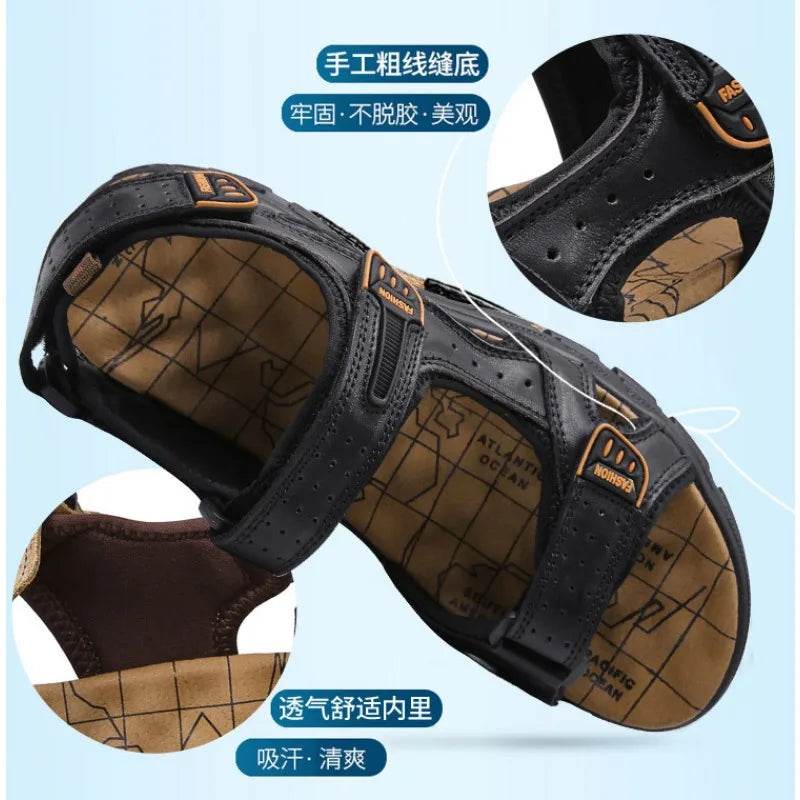 Buy Center Men's Luxury Genuine Leather Sandals - Casual & Soft - Buy Center UK