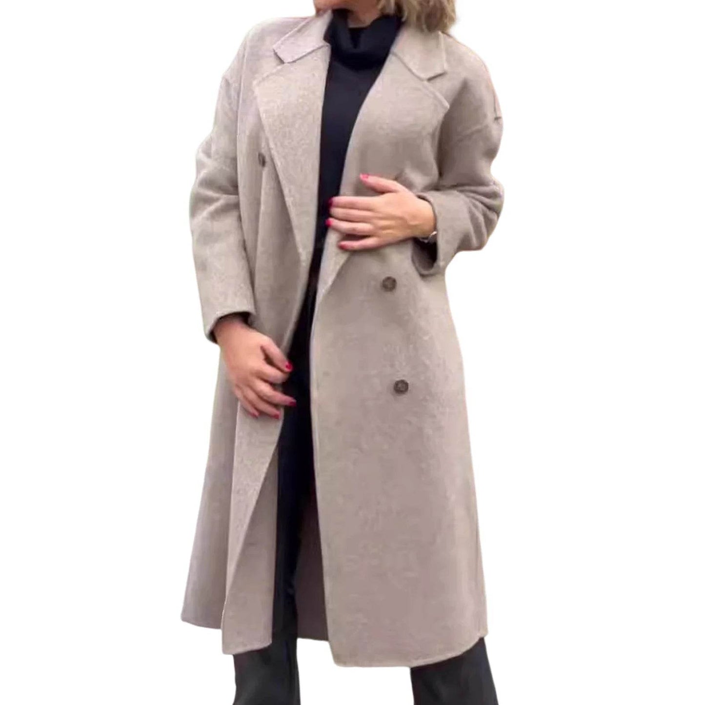 Buy Center Winter Women Overcoat - Double-Breasted Turn-Down Collar - Buy Center UK