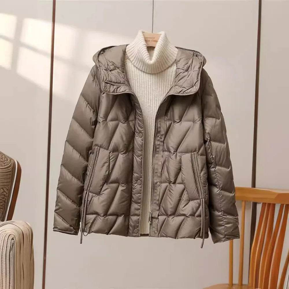 Buy Center Women's Lightweight Down Jacket - Stylish Hooded Puffer Coat - Buy Center UK