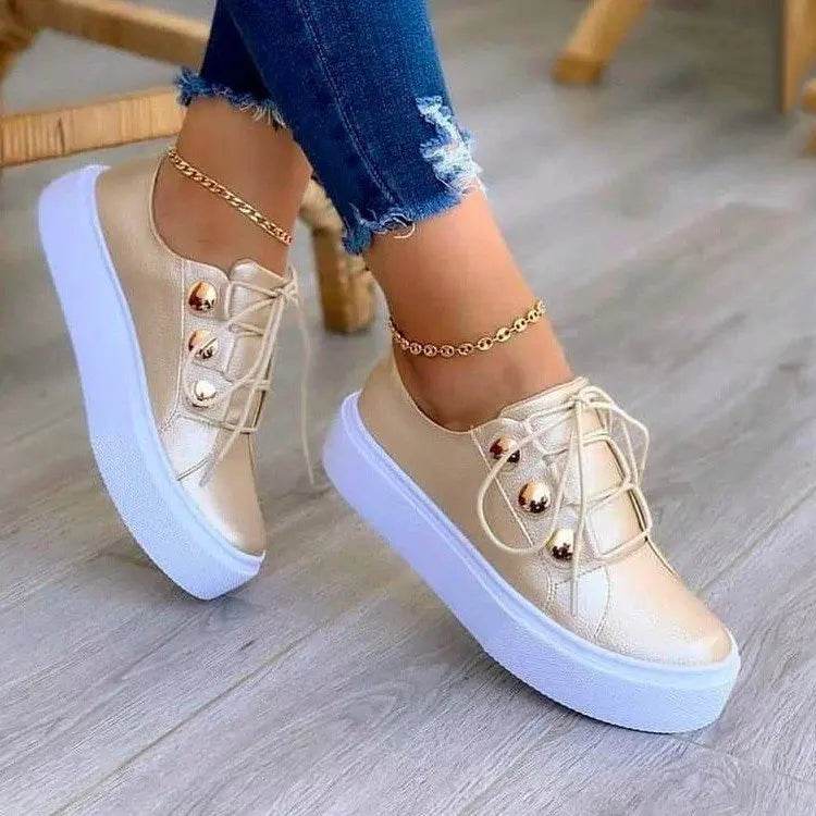 Buy Center Women's White Sneakers - Stylish Casual Canvas Shoes - Buy Center UK