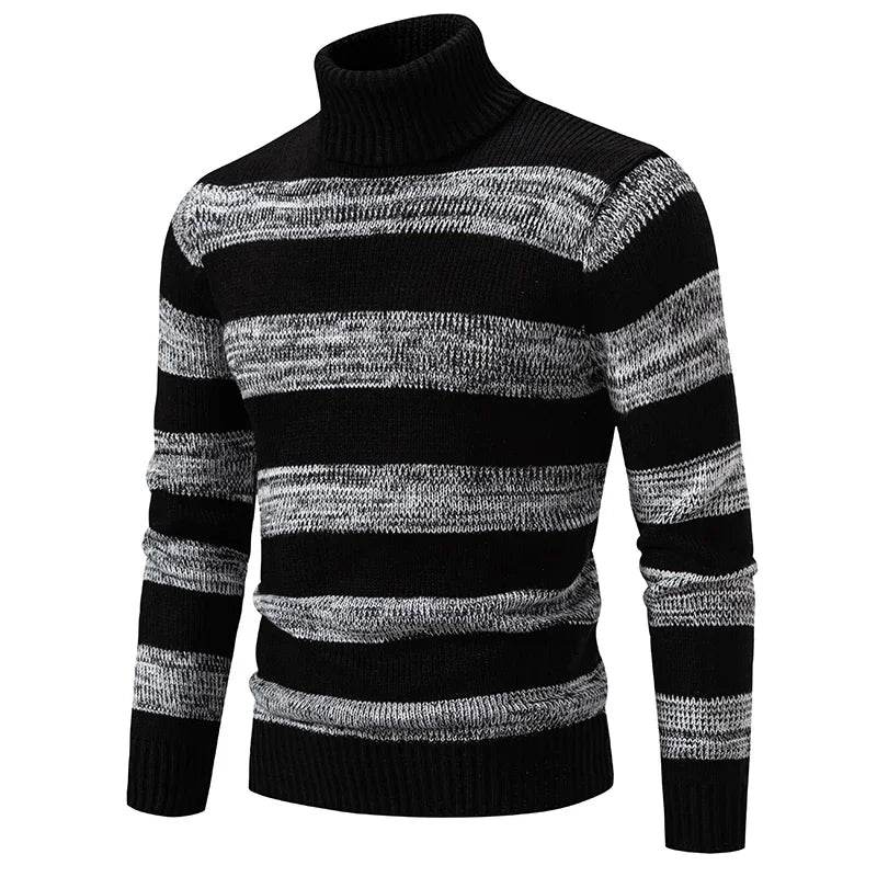 Buy Center High Neck Stripe Sweater - Slim Fit Long Sleeve Pullover - Buy Center UK