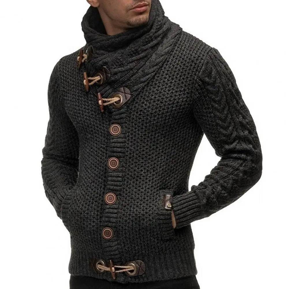 Vintage Turtleneck Cardigan Sweater - Slim Fit, Long Sleeve Men’s Knitwear - Buy Center UK