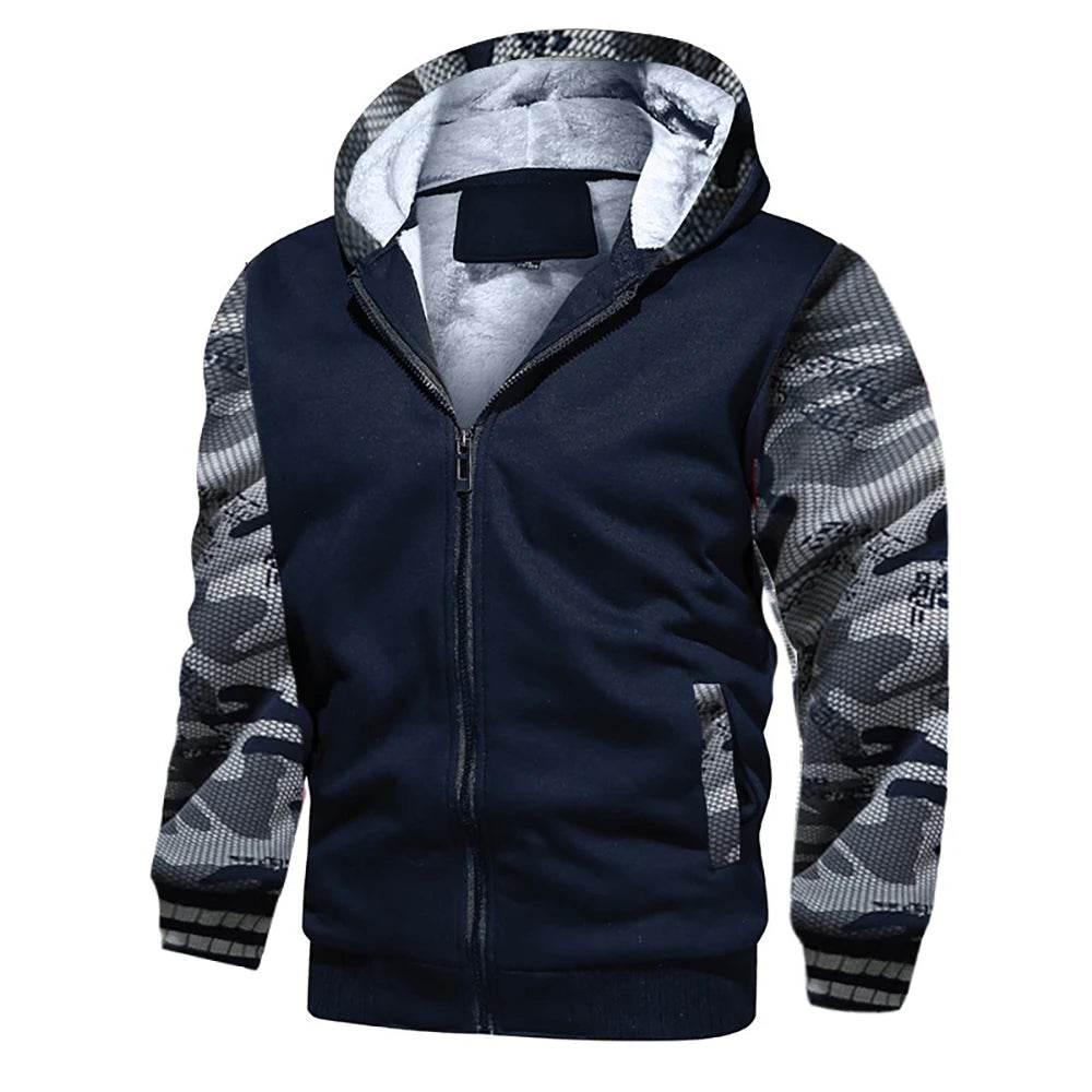 Buy Center Men's Fleece Jacket - Warm Camouflage Hooded Coat - Buy Center UK