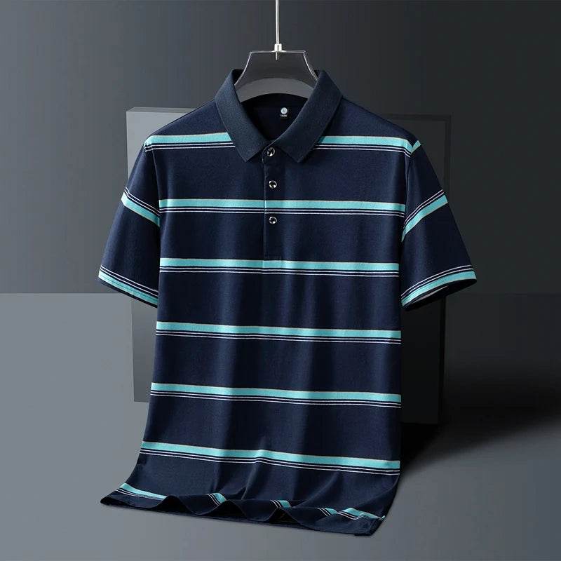 Buy Center Summer Men's Polo Shirt - Breathable Cotton, Striped Design - Buy Center UK