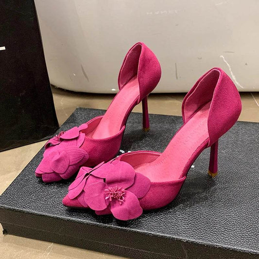 Buy Center Women's Spring Pointy Thin Heels with Flower Design - Buy Center UK