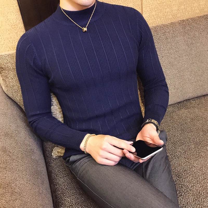 Buy Center Striped Turtleneck Sweater - Slim Fit for Men’s Style - Buy Center UK