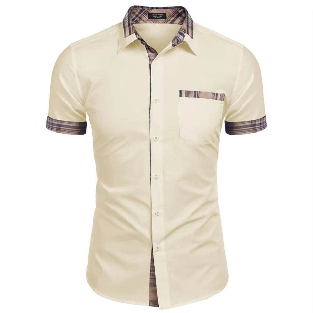 Buy Center Men's Summer Hawaiian Ice Silk Shirt - Casual Patchwork Design - Buy Center UK