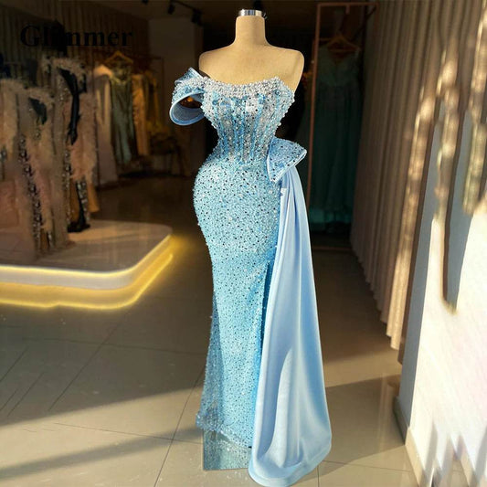 Glimmer Exquisite One-Shoulder Celebrity Dress - Beadings & Crystals - Buy Center UK