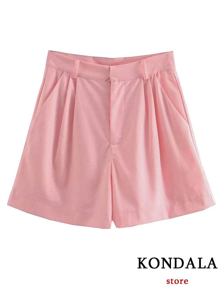 TRAFZA Casual Women Suits - V Neck Blazer & Wide Leg Shorts - Buy Center UK