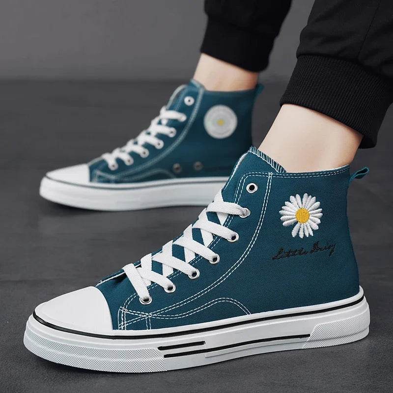 Buy Center Men’s High Top Sneakers - Breathable Canvas, Platform Style - Buy Center UK