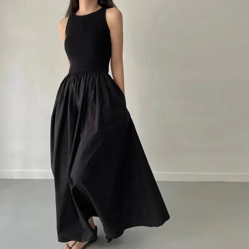Buy Center Elegant Black Long Dress - Sleeveless High Waist Design - Buy Center UK