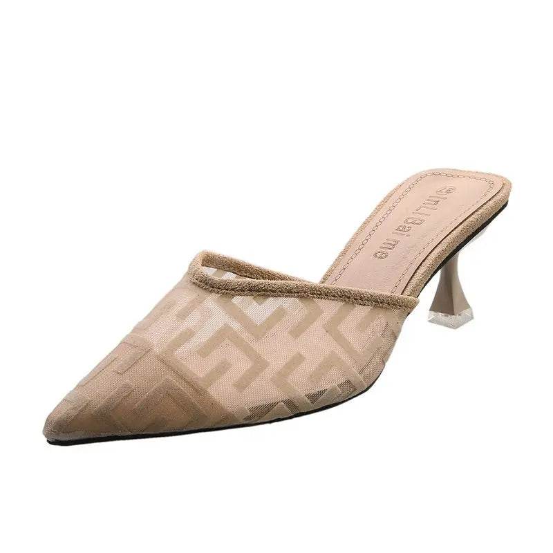 Buy Center Women's Mesh High Heels - Summer Pointed Toe Slippers - Buy Center UK