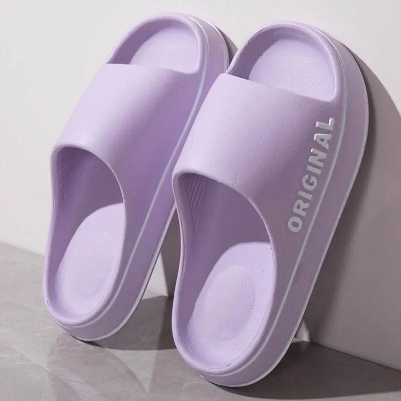 Feslishoet Women Beach Slides - Solid Color Indoor Anti-Slip Slippers - Buy Center UK